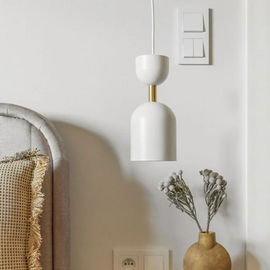 SUPURU lampa wisząca biała z mosiężną rurką UMMO