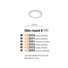 Wpust do łazienki IP44 LED SLIM 9 round 4000K Chrom Azzardo