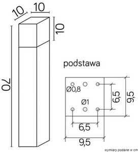 Słupek ogrodowy CUBE MAX, CB-MAX 700 AL SU-MA