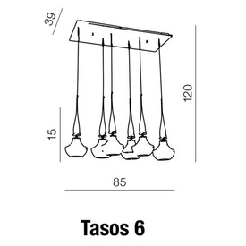 Lampa wisząca nad stół lub wyspę Tasos 6 Azzardo