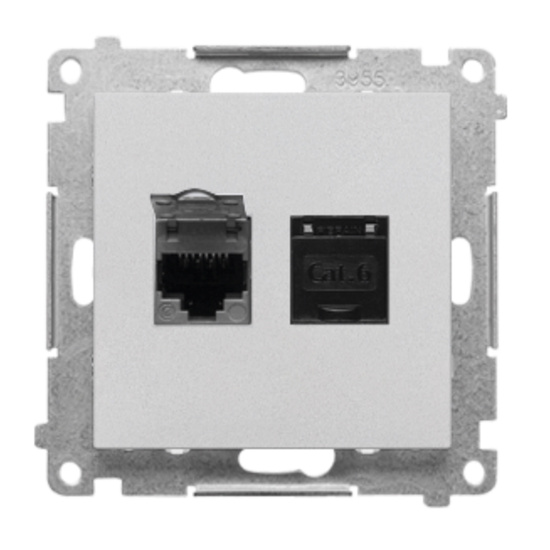 Gniazdo komputerowe podwójne ekranowane RJ45 kat. 6 Simon 55
