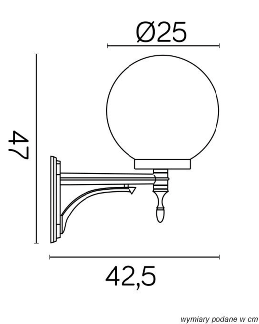 Kinkiet zewnętrzny KULE CLASSIC K 3012/1/K 250 U SU-MA