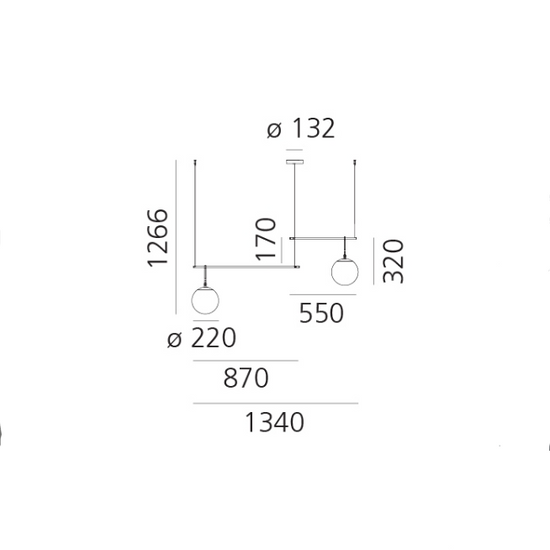 Lampa wisząca ze szkła dmuchanego NH S3 2 Arms Artemide