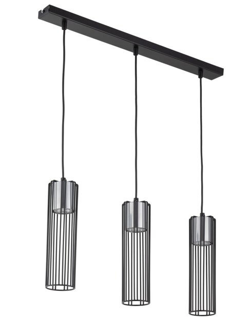FOBIA 3 lampa wisząca prosty czarny/ srebrny 33454