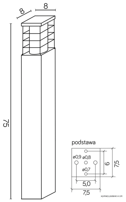 Słupek ogrodowy RADO II 1 BL SU-MA