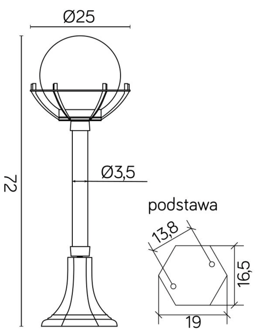 Lampa stojąca KULE Z KOSZEM K 5002/3/KPO SU-MA