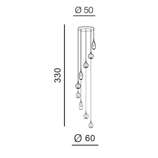 Lampa wisząca do wysokiego pomieszczenia Amber Milano 9 Clear Azzardo