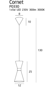 LAMPA WISZĄCA CORNET 1 P0330 MAXLIGHT
