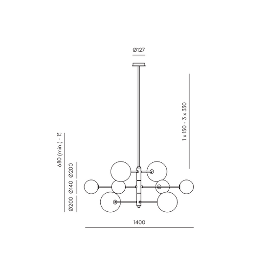 Lampa wisząca ATOM C1214/8/ORO/OPAL Aromas 