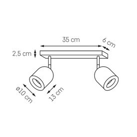 Reflektor sufitowy dwupunktowy SPARK 2 KASPA Biały