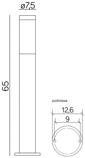 Słupek ogrodowy INOX ST 022-650 BL SU-MA