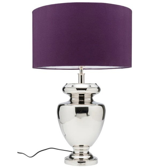 LAMPA STOŁOWA BAROCK Ø45X49 CM SREBRNA - KLOSZ FIOLETOWY - KARE DESIGN