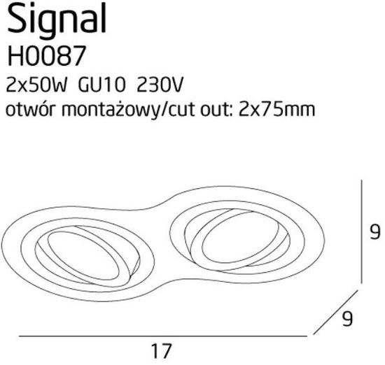 Czarna podwójna oprawa podtynkowa Signal II H0087 