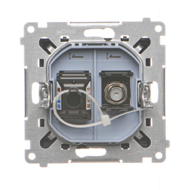Gniazdo antenowe typu „F” + komputerowe RJ45 kat.6 Simon 55 