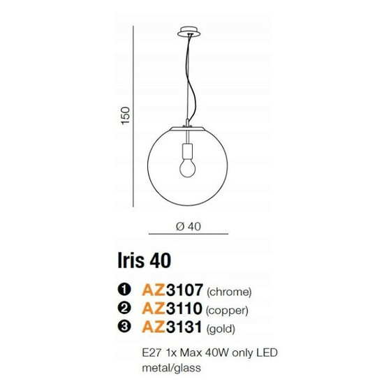 Lampa wisząca Iris 40 Chrome Azzardo