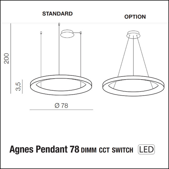 Lampa wisząca Agnes 78 DIMM CCT SWITCH Azzardo AZ5023