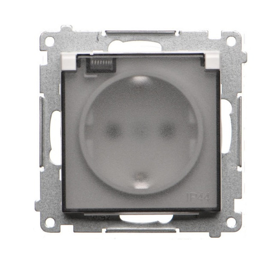 Gniazdo pojedyncze z klapą transparentną typu Schuko Simon 55