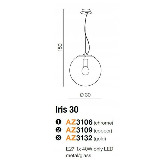 Lampa wisząca Iris 30 Gold Azzardo