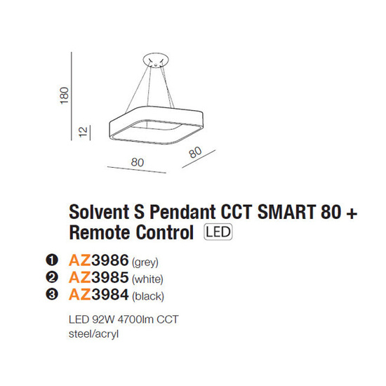 Lampa wisząca Solvent S Grey 80 cm Azzardo Smart WiFi