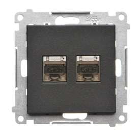 Gniazdo komputerowe podwójne ekranowane RJ45 kat. 6 Simon 55