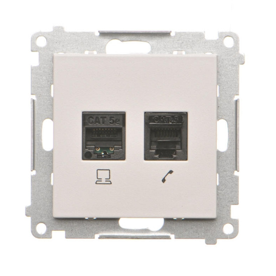 Gniazdo komputerowe RJ45 kat. 5e + telefoniczne RJ12 Simon 55 
