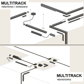 Szynoprzewód multitrack podtynkowy 1m czarny / biały