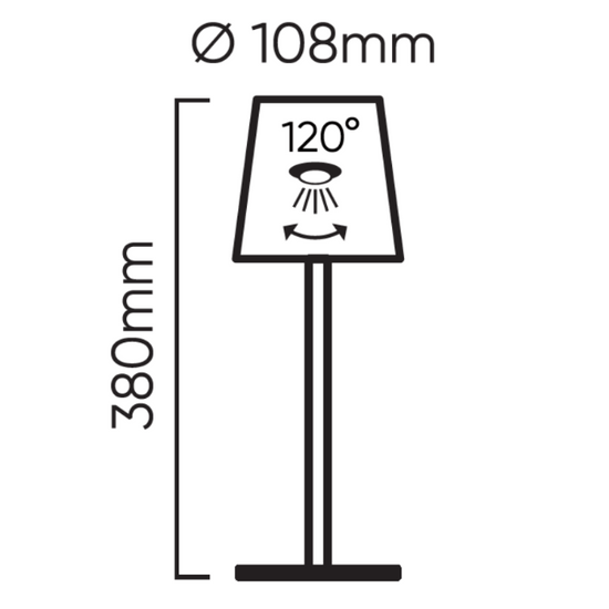 LED line LITE Lampa stołowa TAZA 3,5W 400lm CCT IP54 czarna 2x2000mAh
