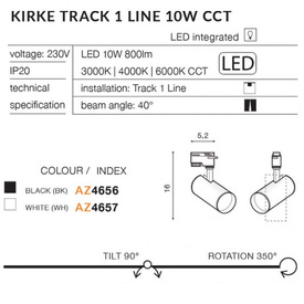 KIRKE TRACK 10W CCT 1LINE Oprawa do szynoprzewodu Azzardo