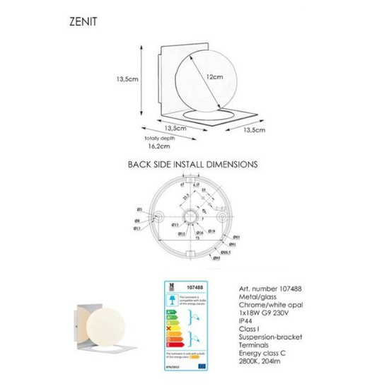 Kinkiet łazienkowy Zenit chrom IP44 Markslojd 