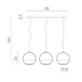 LAMPA WISZĄCA  SILVER BALL 3 LINE AZZARDO