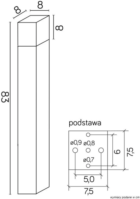 Słupek ogrodowy czarny CUBE CB-830 BL