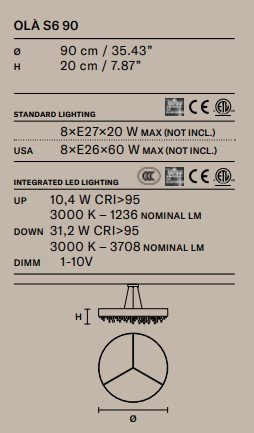 LAMPA WISZĄCA OLÀ S6 90 V50 MASIERO