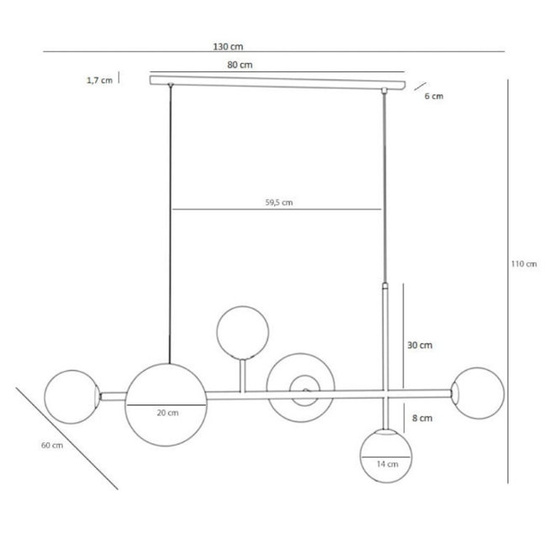 Lampa wisząca Dione 6 1092K1 czarna