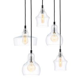 Lampa wisząca pięciopunktowa LONGIS CHROM 5 na plafonie KASPA