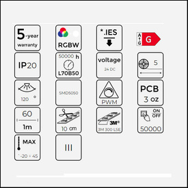 Taśma 300 SMD5050 24V 6500K RGBW 19,2W 241680 LED line - rolka 5m