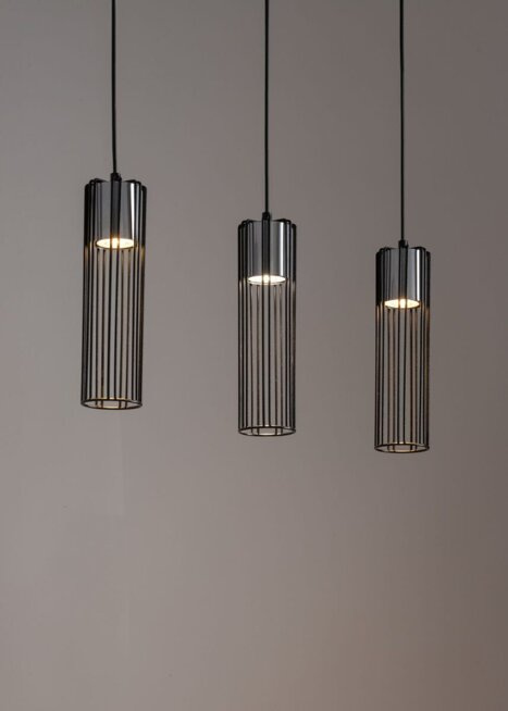 FOBIA 3 lampa wisząca prosty czarny/ srebrny 33454
