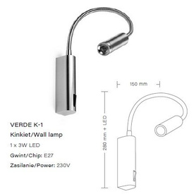 Kinkiet do czytania Azul K-1 LED stal nierdzewna