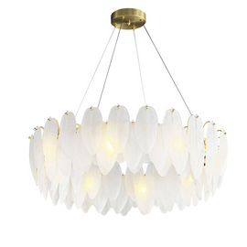 Lampa wisząca PIUMA mosiądz biała 80 cm