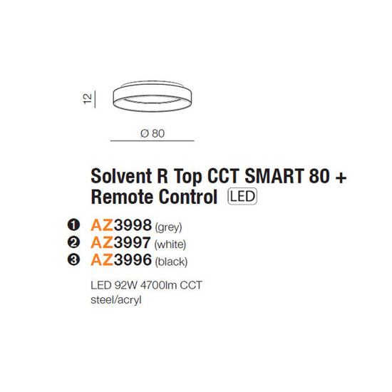 Lampa sufitowa Solvent R Grey 80 cm Azzardo Smart WiFi