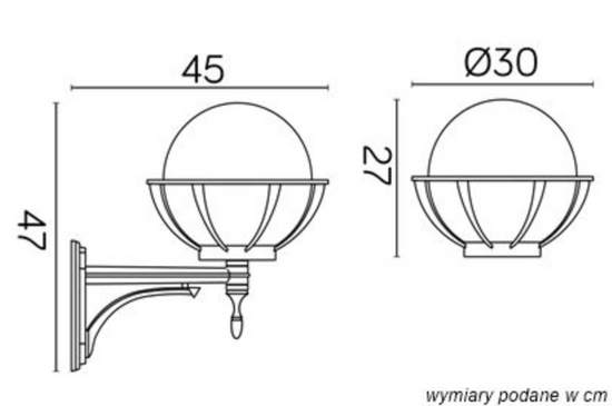 Kinkiet zewnętrzny KULE Z KOSZYKIEM K 3012/1/KPO 250 U SU-MA