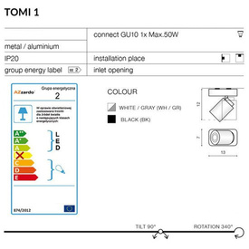 Lampa Tomi 1 czarna AZ0681 Azzardo