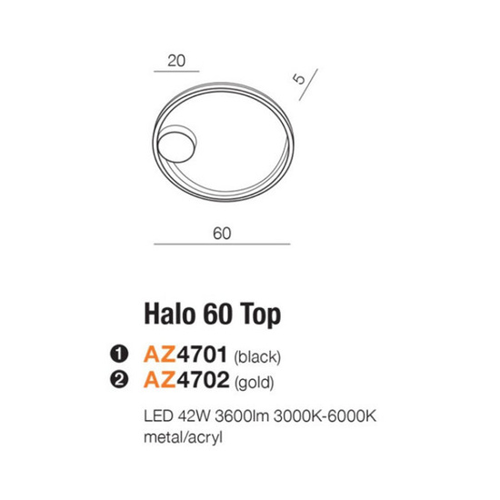 Lampa sufitowa Halo 60 Top Black Azzardo