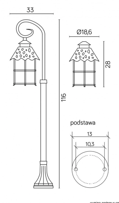 Słupek ogrodowy TOLEDO K 5002/2/R SU-MA