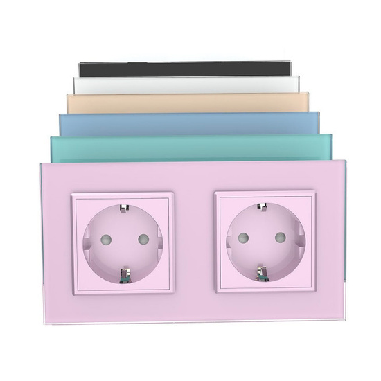 Komplet Livolo dwa gniazda w ramce złoty szampański