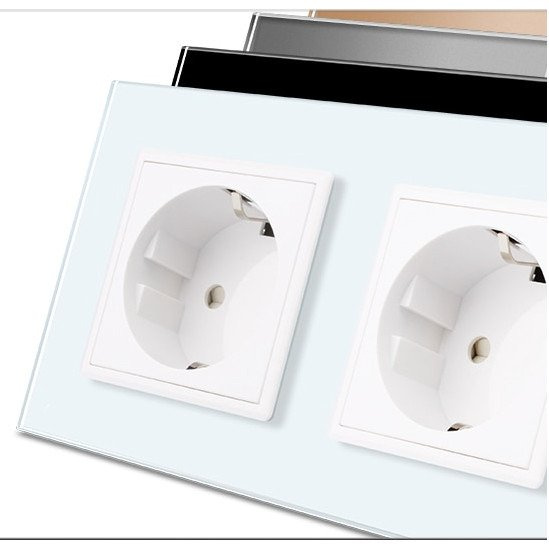 Komplet Livolo dwa gniazda w ramce złoty szampański