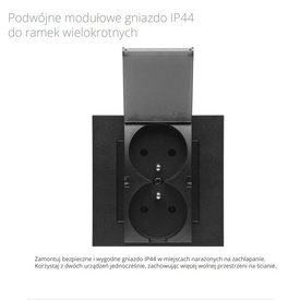 Gniazdo podwójne z klapką transparentną IP44 Simon 55