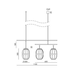 Lampa wisząca PULL matowa czerń C1249/3 Aromas