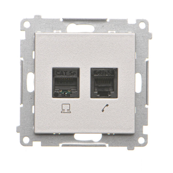 Gniazdo komputerowe RJ45 kat. 5e + telefoniczne RJ12 Simon 55 