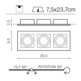 Biały potrójny wpust PACO 3 Azzardo