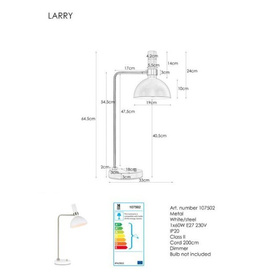 Lampka biurkowa Larry 1L biała Markslojd 